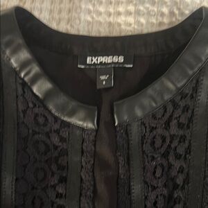 Express Black Blazer with Intricate Lace Detail